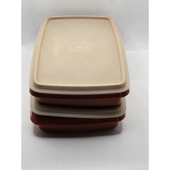 Tupperware Deli Meat Coldcut Storage Container Paprika with Lid Set of 2 - Picture 1 of 13